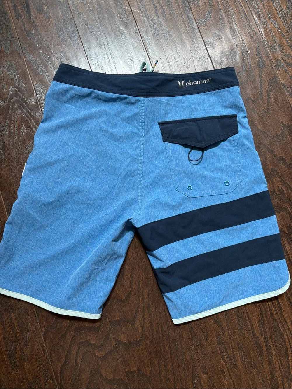 Hurley Light Blue Swim Boardshorts with Navy Trim